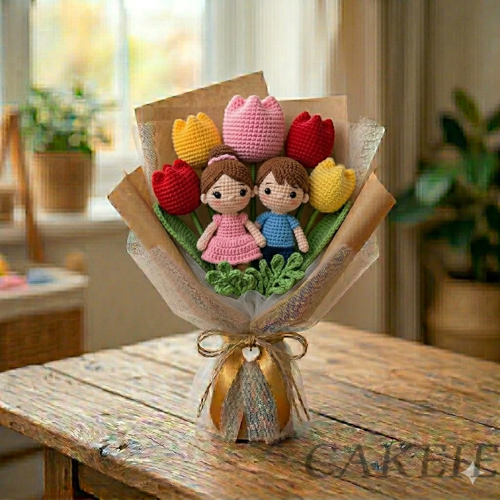 Boy Girl Crochet Love Bouquet